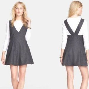 Free People Gemma’s Favorite Wool Blend Apron Style V-Neck Pinafore
